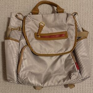 Skip & Hop Beige Striped water-repellent backpack